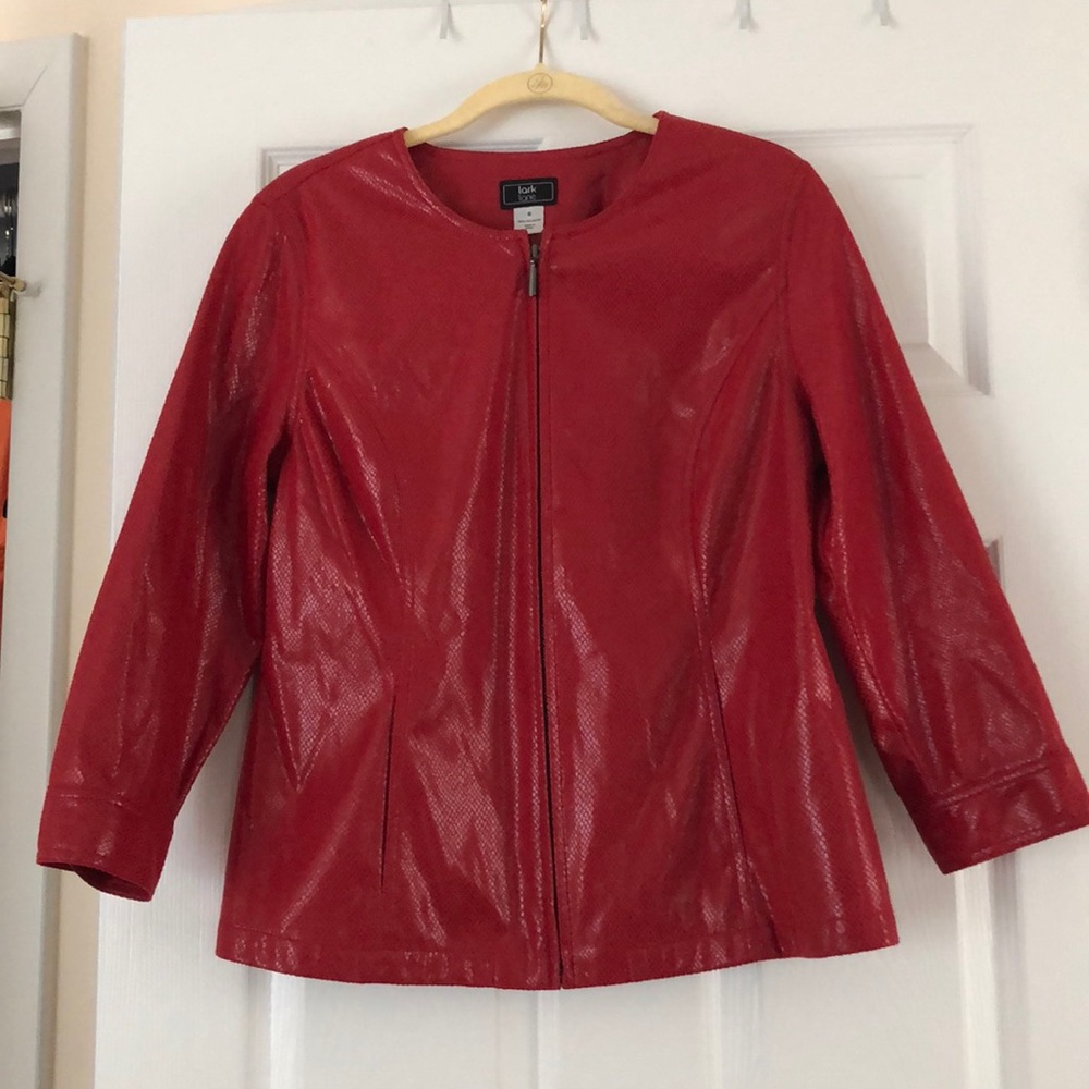 Women’s red faux leather jacket. Worn once.